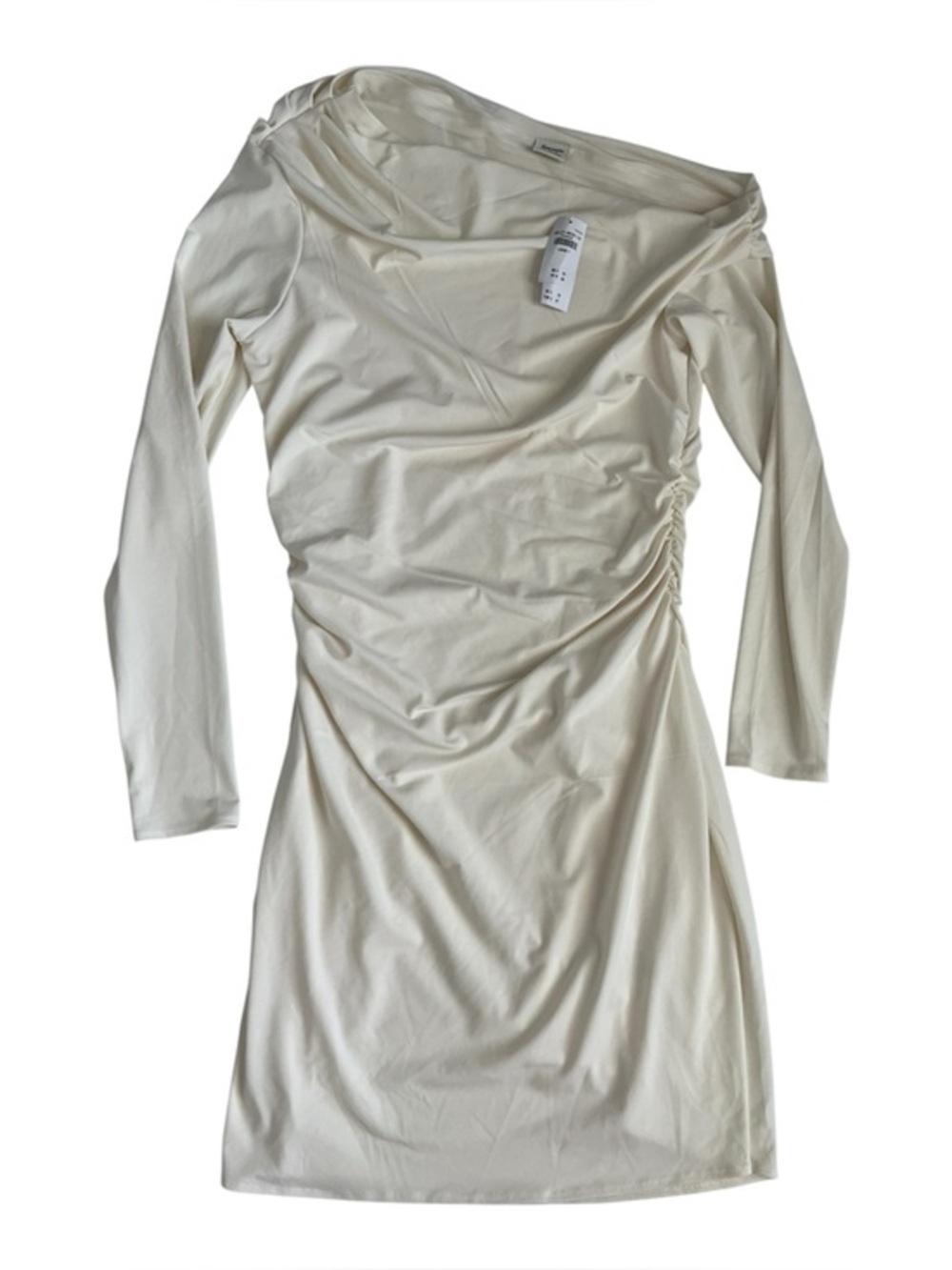 NWT Abercrombie & Fitch Cream runched long sleeve dress
